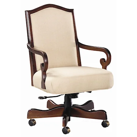 Traditional Desk Chair with Casters and Seat Adjustment